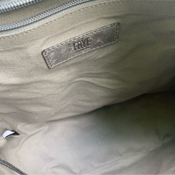 FRYE Melissa Washed Gray Leather Hobo Shoulder Bag Purse - Picture 9 of 10